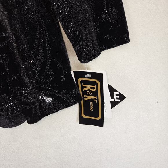 Vintage R&K Evening Blazer Jacket Womens 6 Black Sequence Formal Party Business - Picture 3 of 14